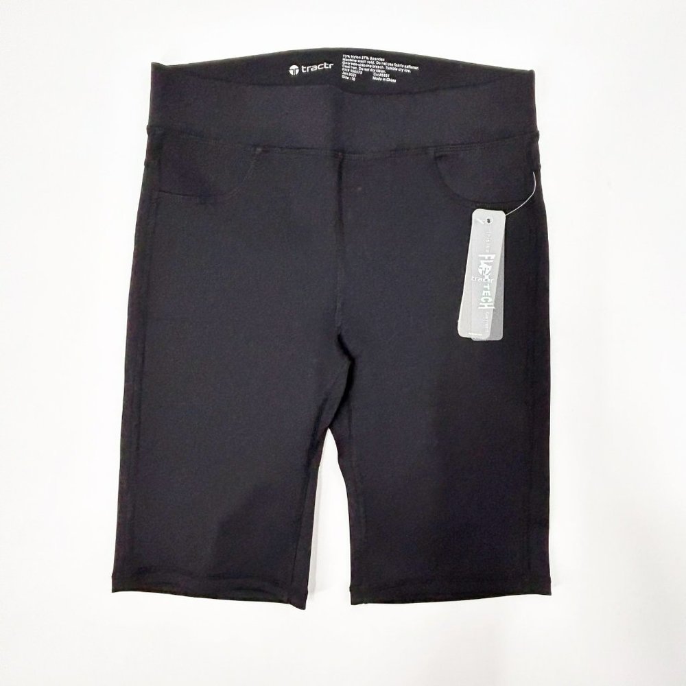 Tractr Girls Size 16 Black Biker Shorts High Waist Flex-Tech